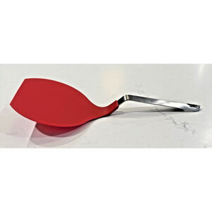 CRATE & BARREL Rust Proof Stainless Silicone Red Wide Flipper Turner Spatula